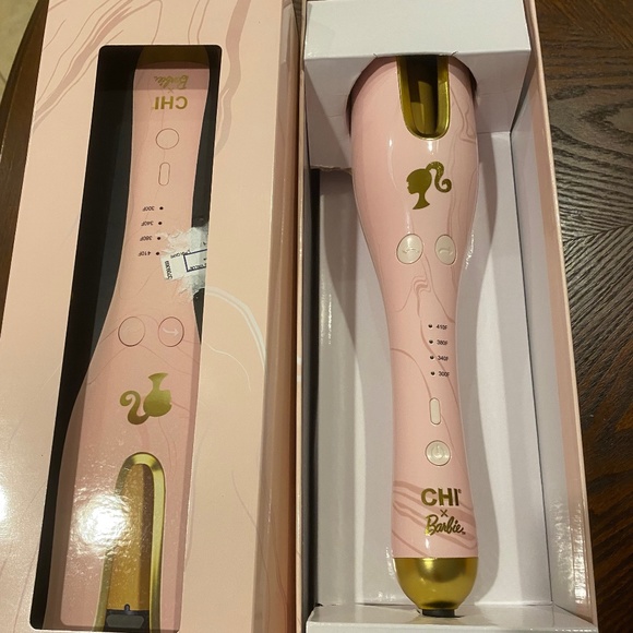 Chi Authentic Limited Ed Pink Barbie Hair Curler Ceramic Rotating Curling FullSz - Picture 1 of 13